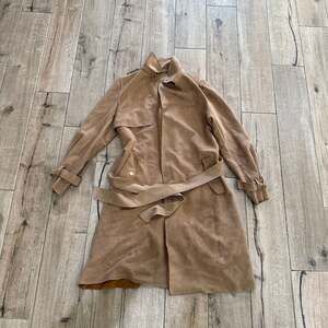 tan faux-suede trench coat  wrap jacket by Haute Monde
